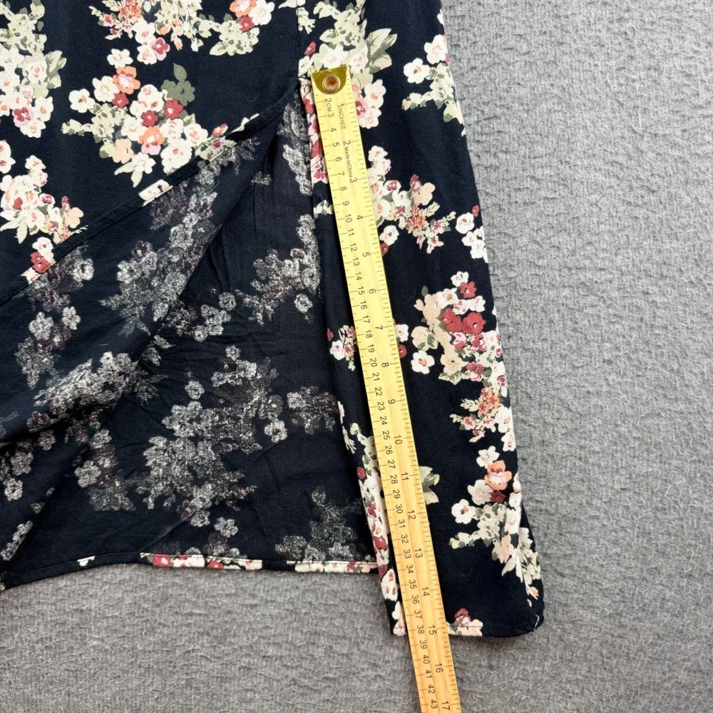 Abercrombie & Fitch Black Floral Maxi Dress Womens S Petite Side Slit Sleeveless